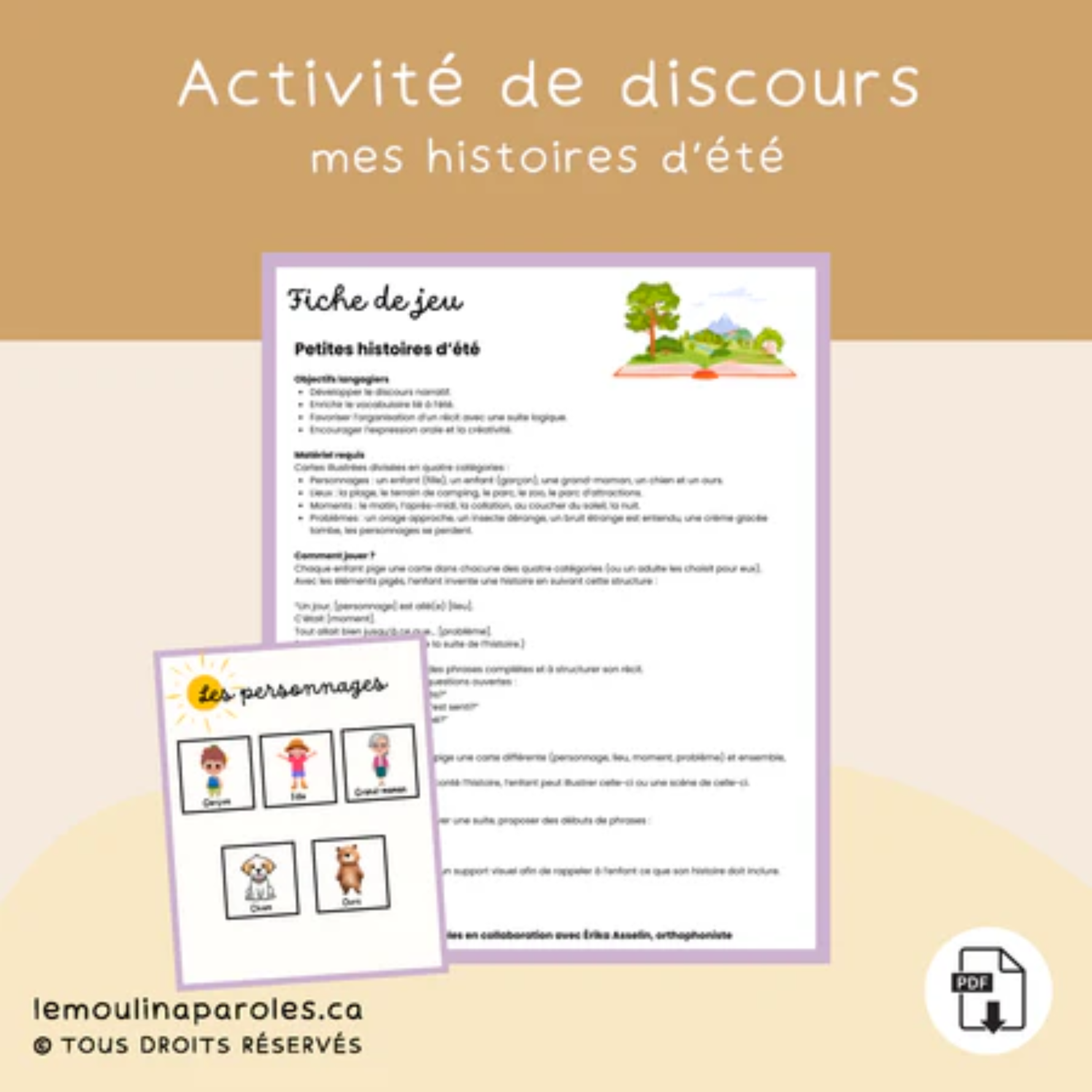 Activités imprimables de stimulation du langage sur le thème de l’été pour enfants de 3 à 8 ans.
