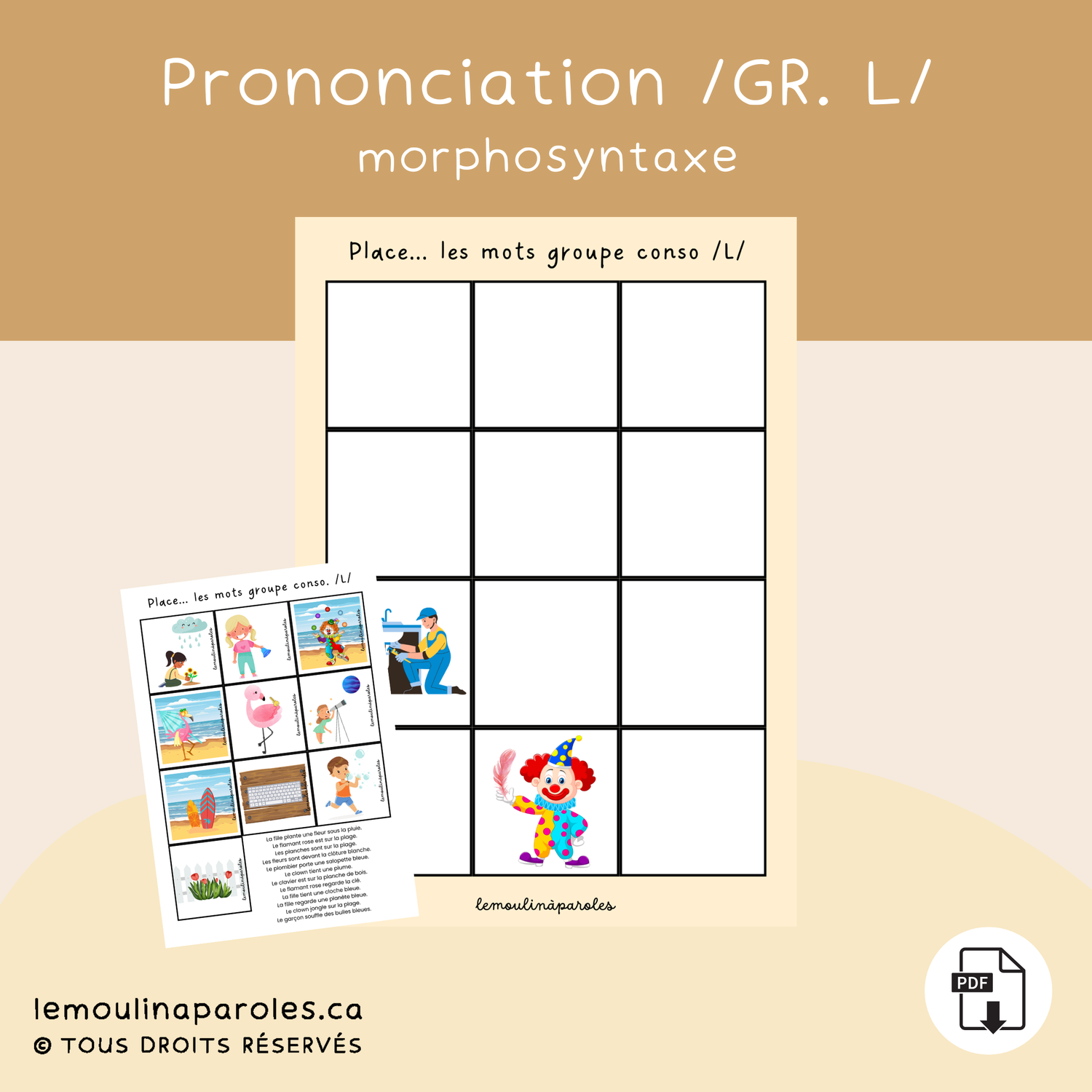 Place les mots - le groupe conso. /L/