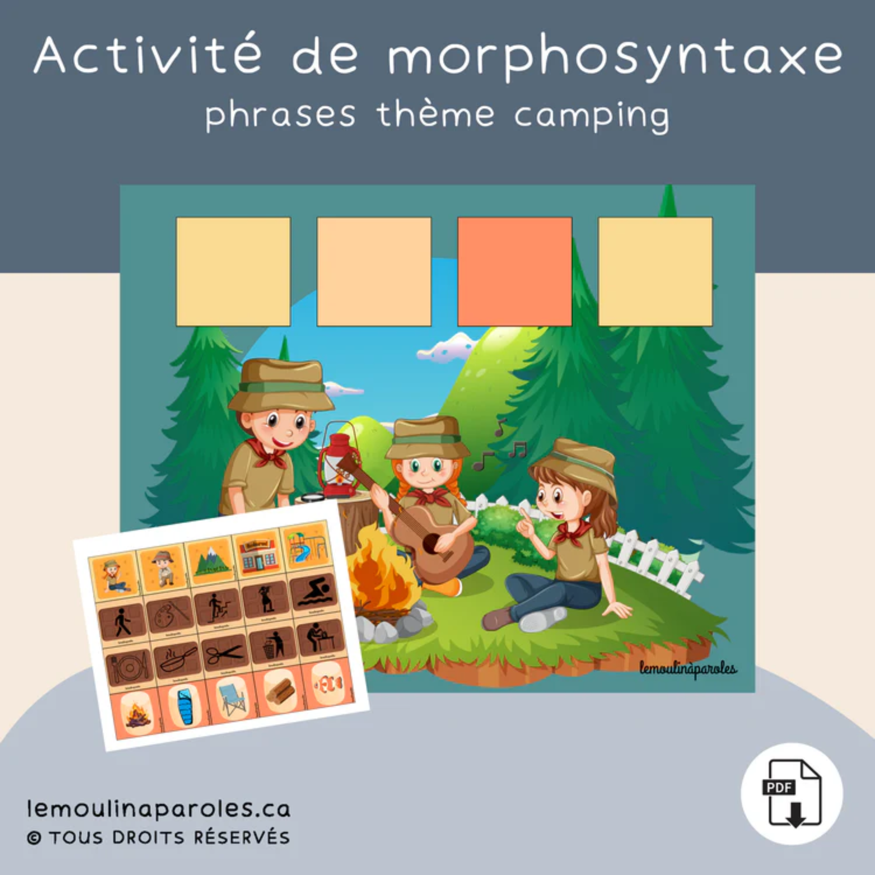 Jeux éducatifs vocabulaire camping enfant