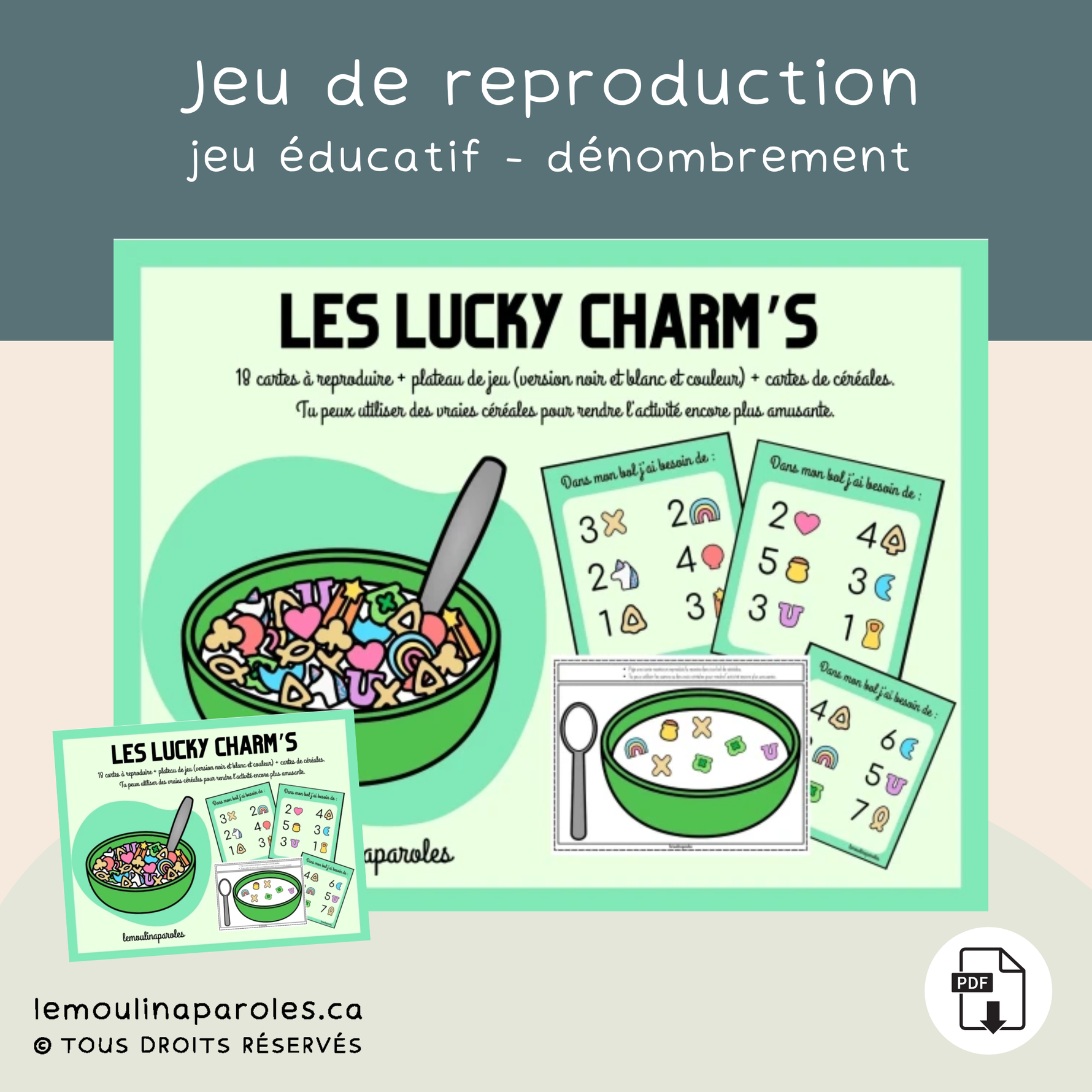 Jeu Lucky Charm’s reproduction et dénombrement