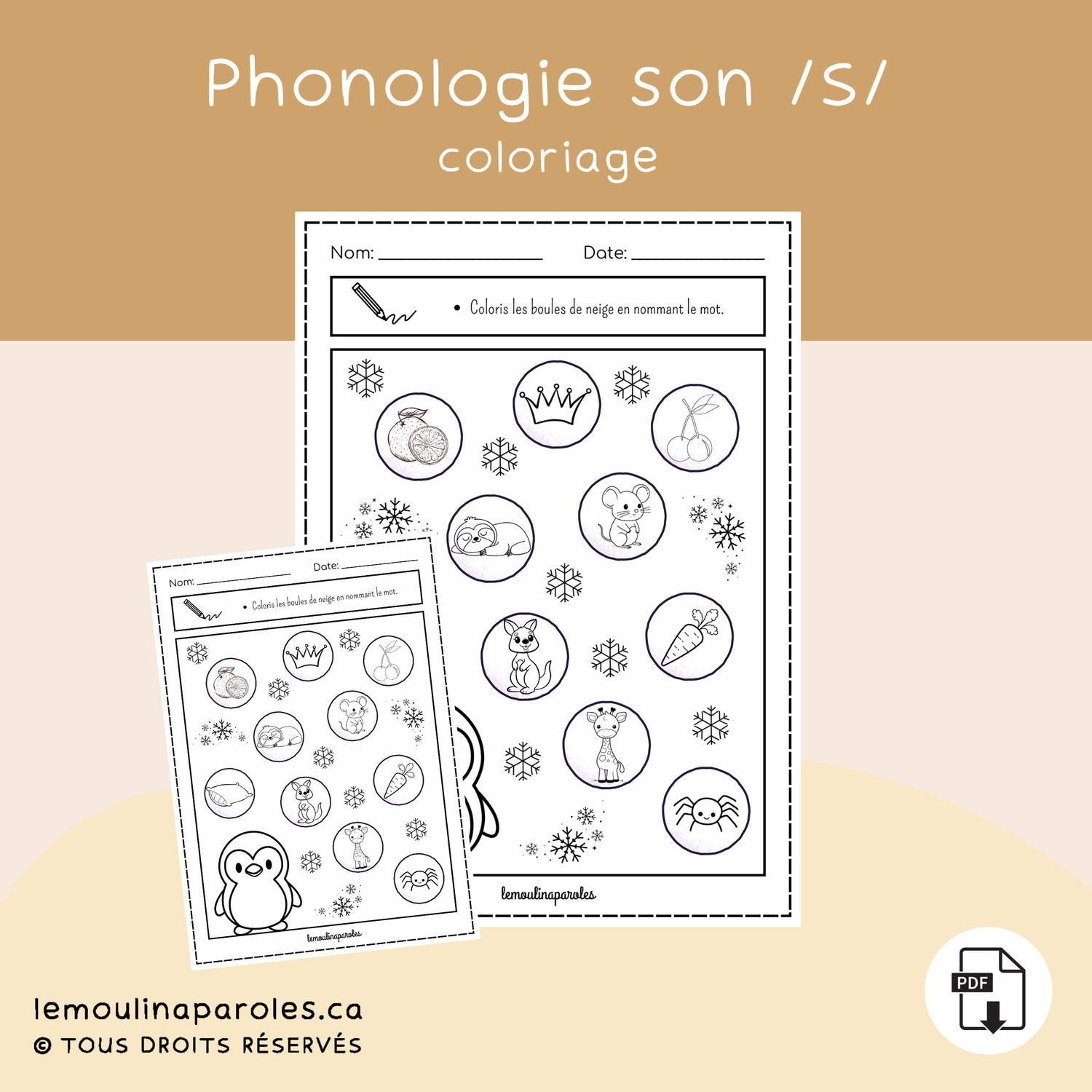 Coloris les boules de neige - son /S/ en milieu de mots