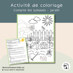 Trousse de conscience phonologique thème jardin pour enfants de 5 à 7 ans avec 8 jeux éducatifs sur les sons, syllabes et la prélecture.