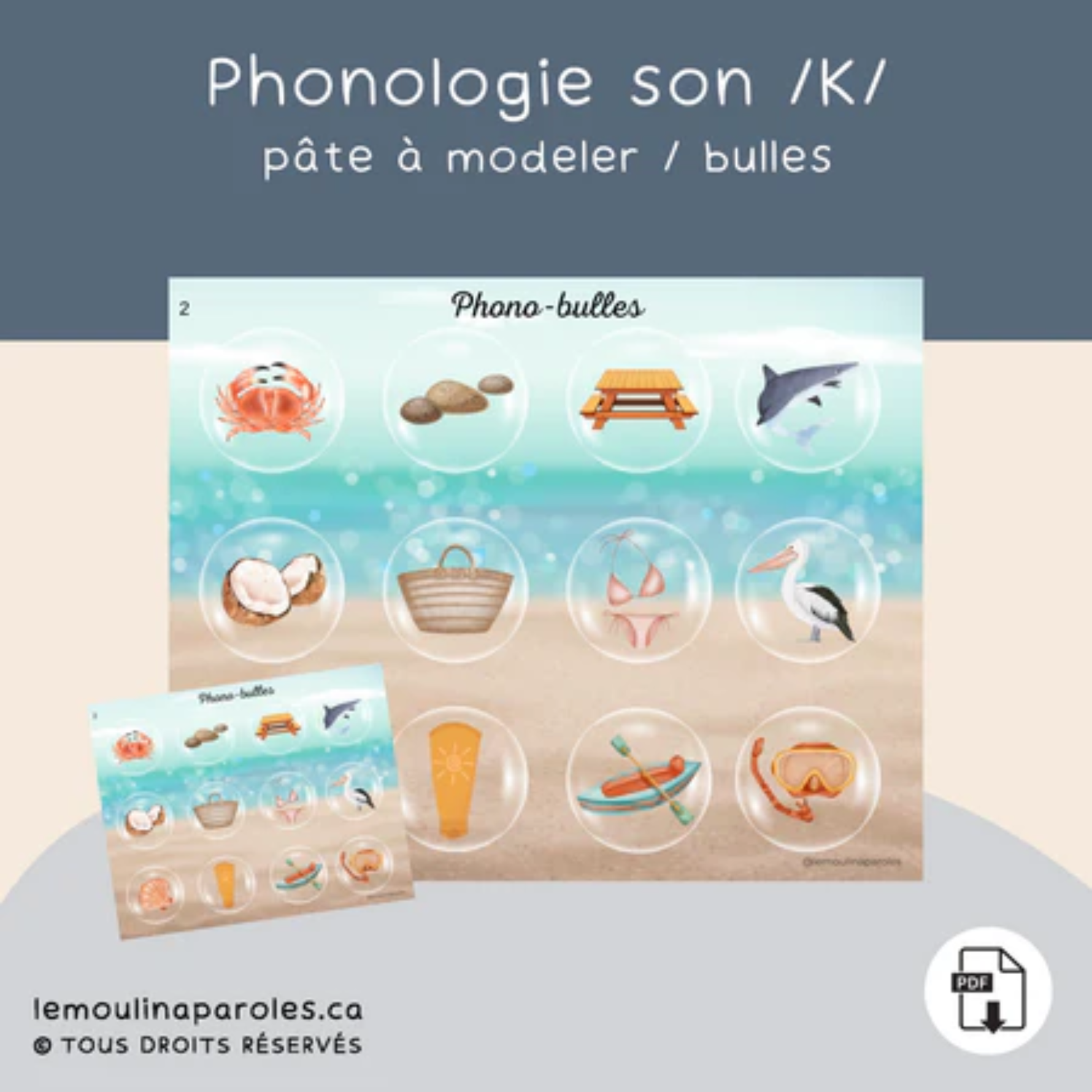 Trousse langage à la plage avec activités éducatives imprimables pour enfants