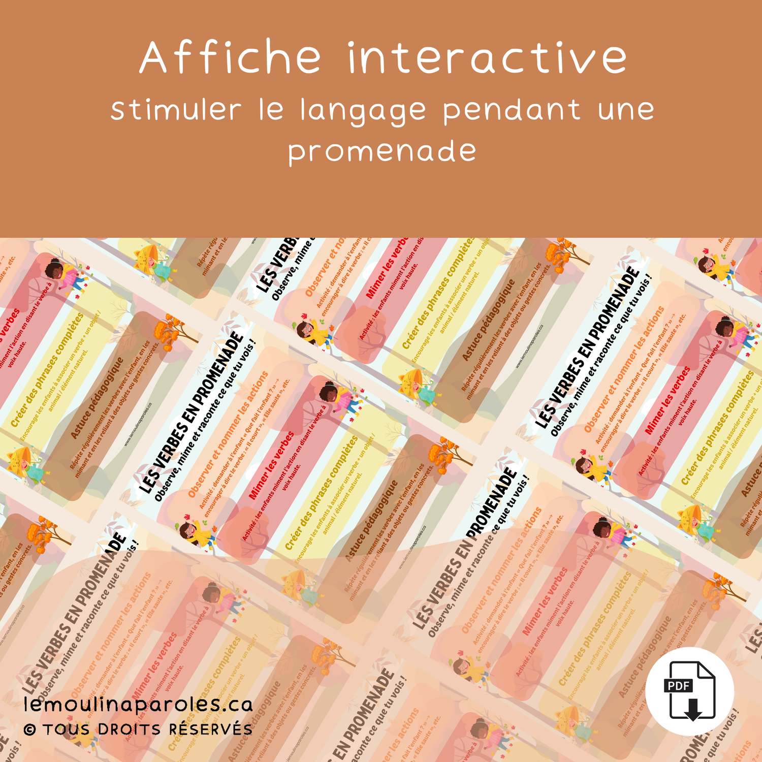 Affiche éducative – Les verbes en promenade