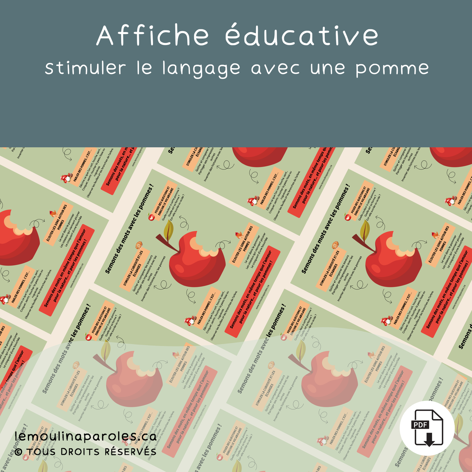 Affiche - Semons des mots avec les pommes !