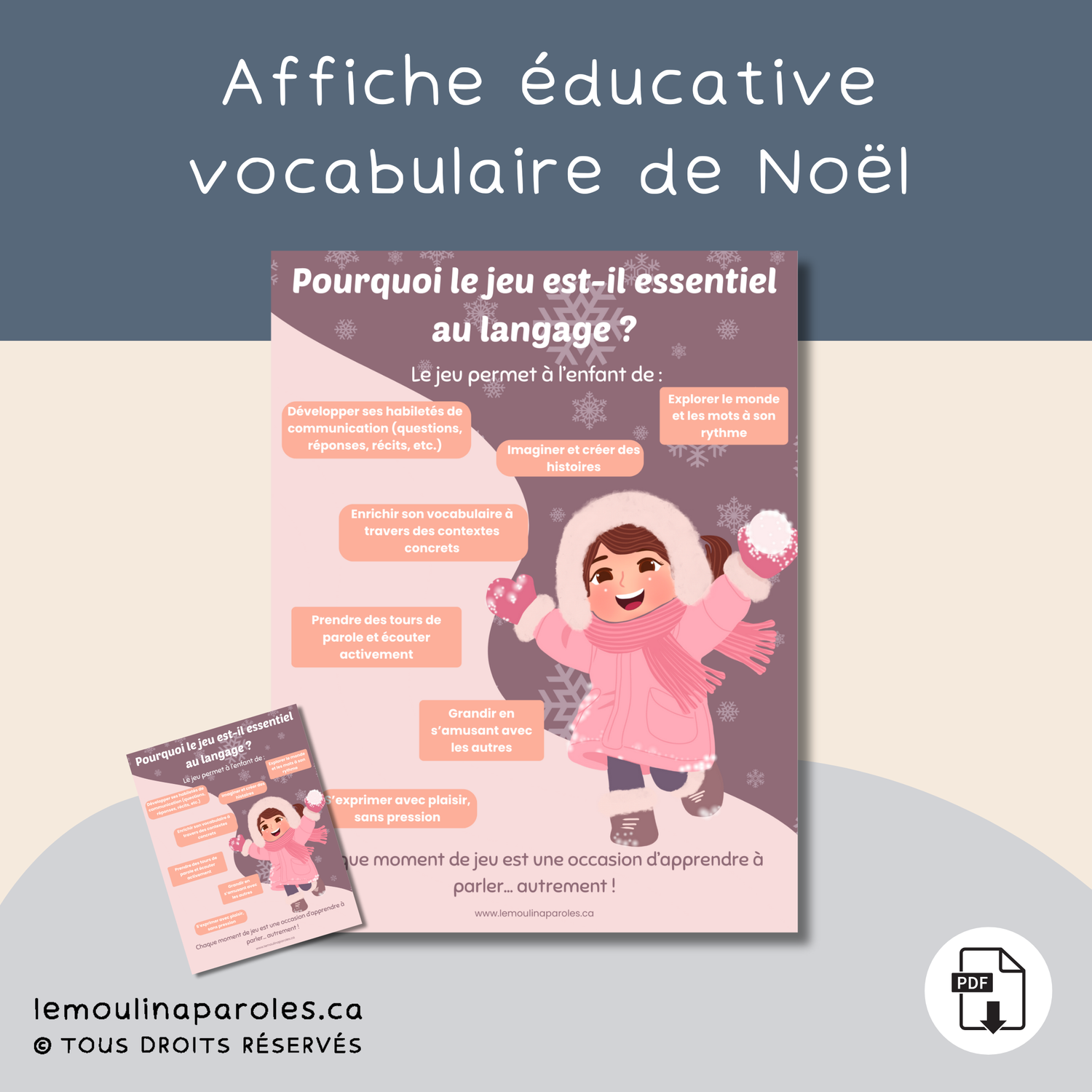 Développer le langage par le jeu – Affiche éducative à imprimer