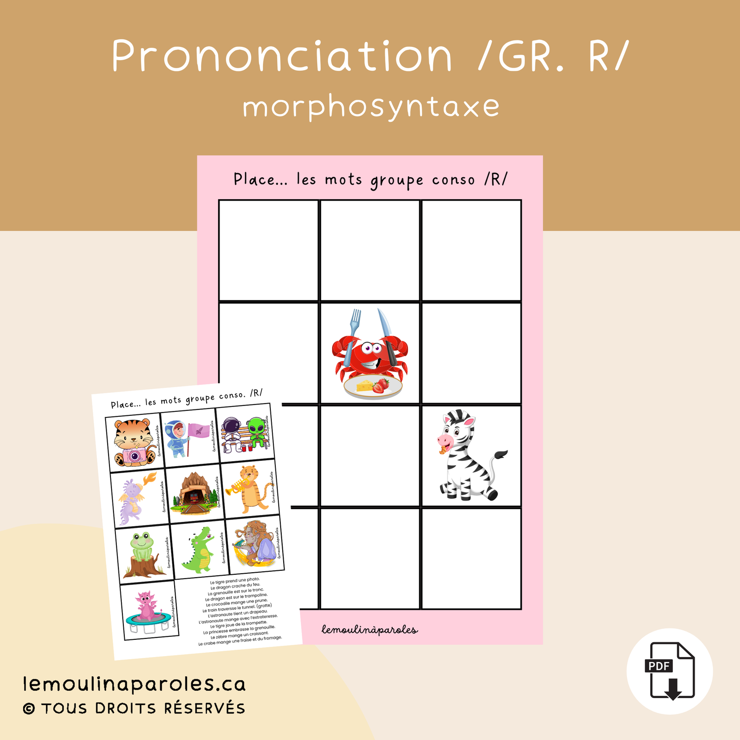 Place les mots - le groupe conso. /R/