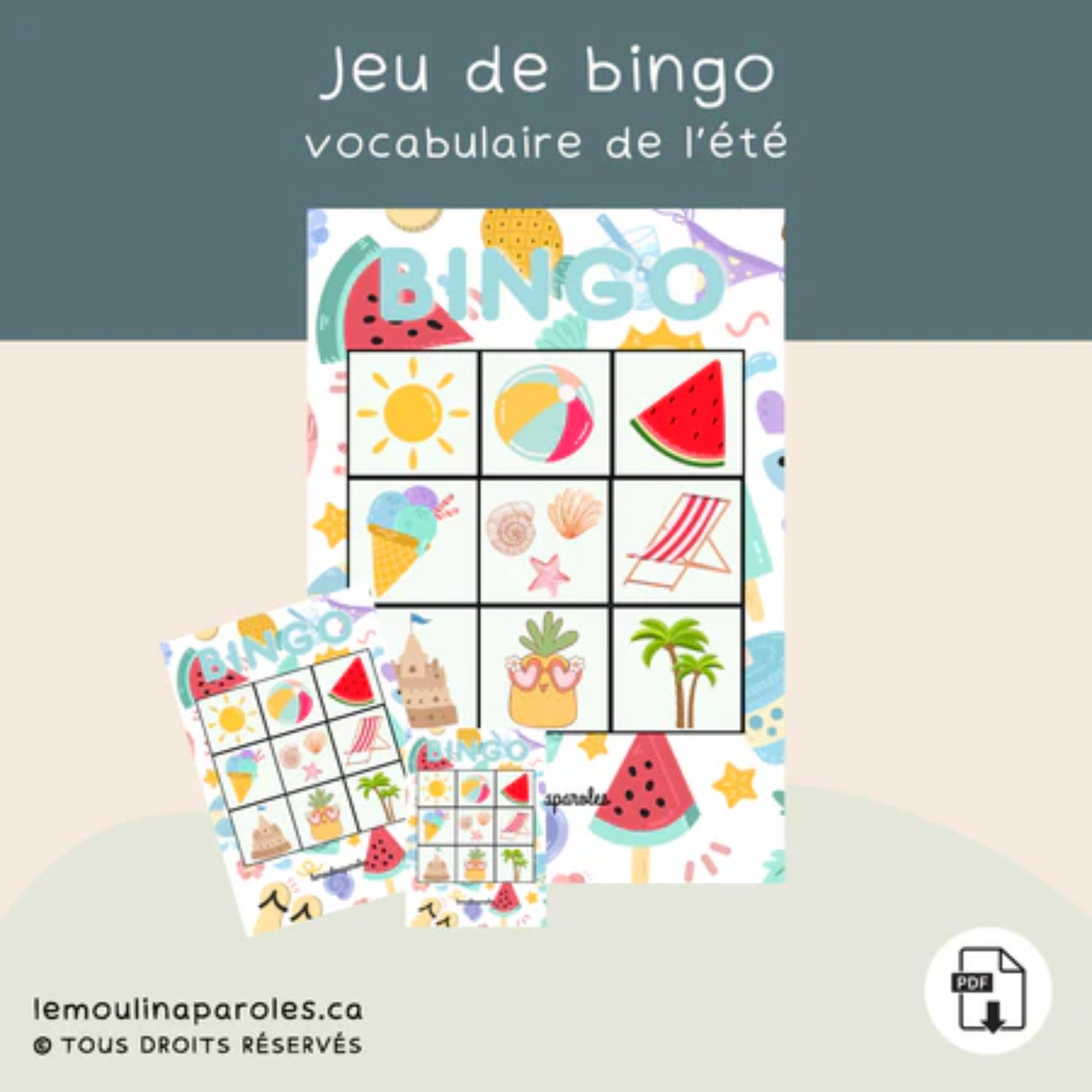 Activités imprimables de stimulation du langage sur le thème de l’été pour enfants de 3 à 8 ans.