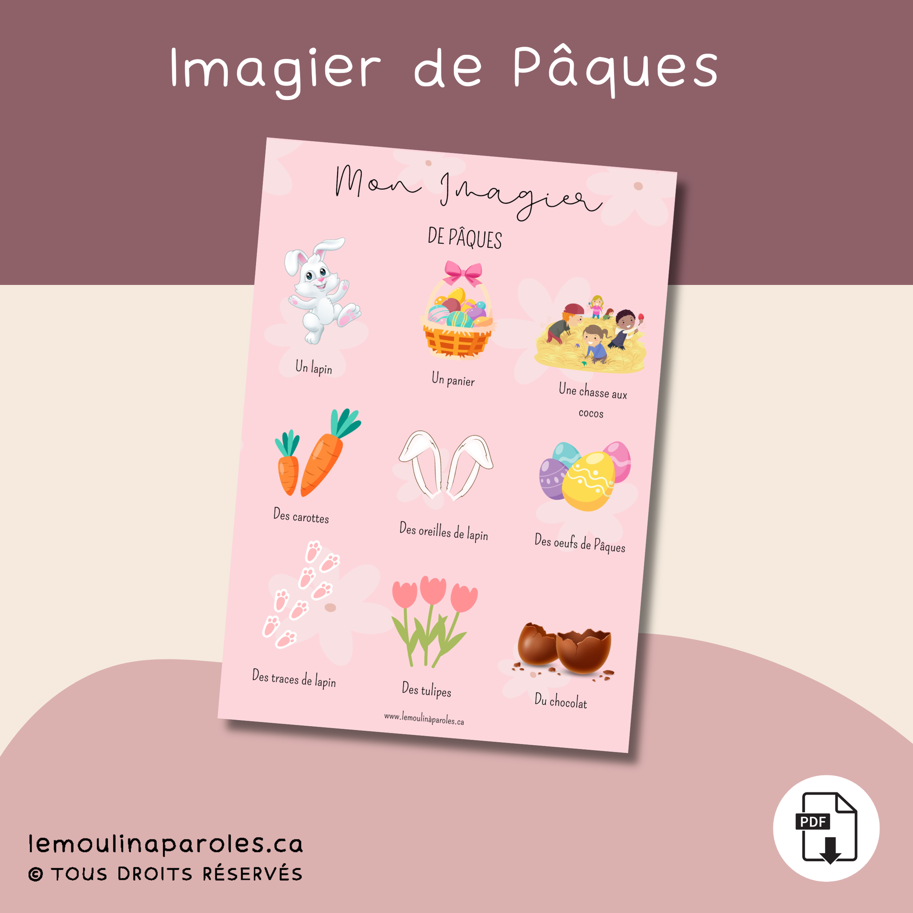 imagier pâques vocabulaire enfant préscolaire