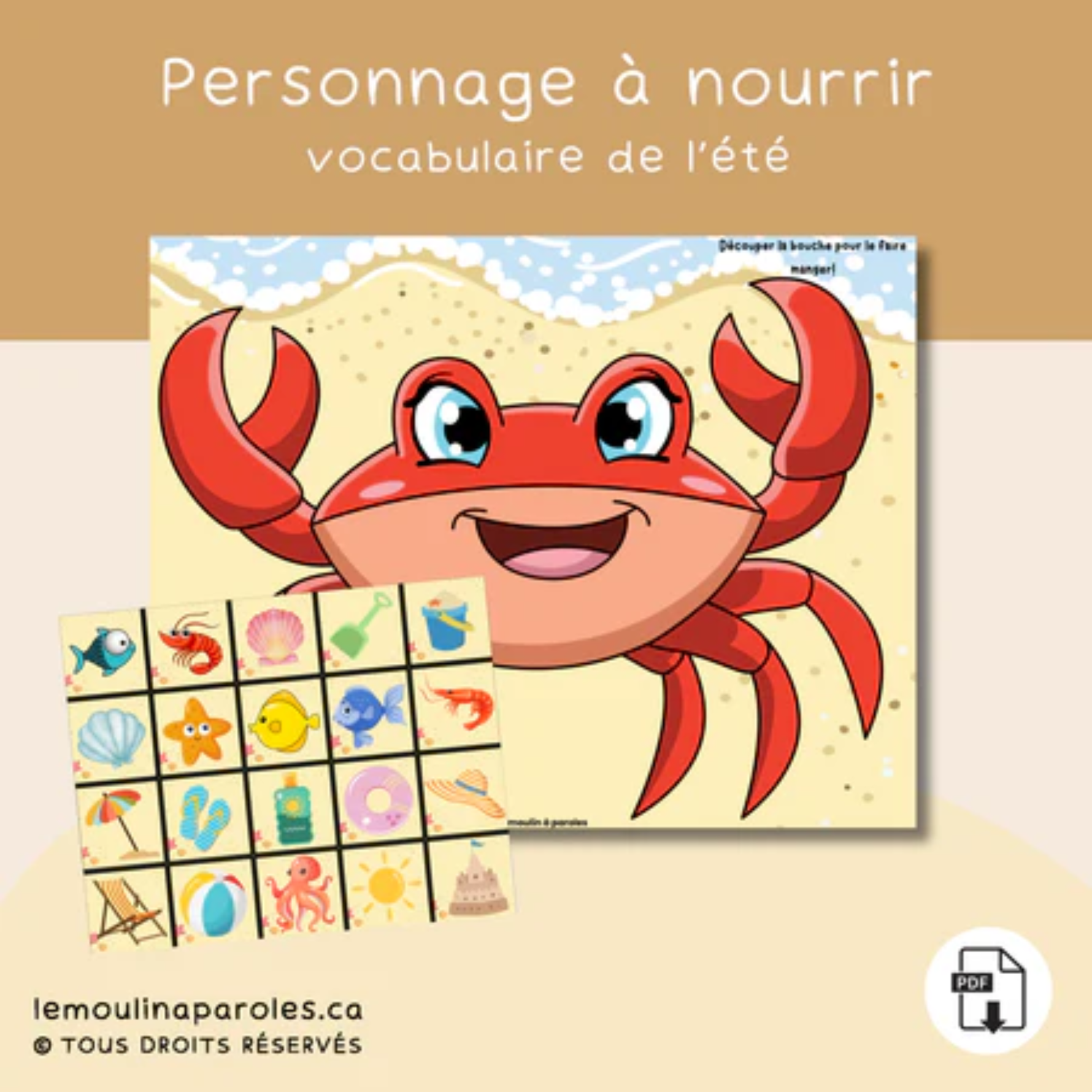 Trousse langage à la plage avec activités éducatives imprimables pour enfants