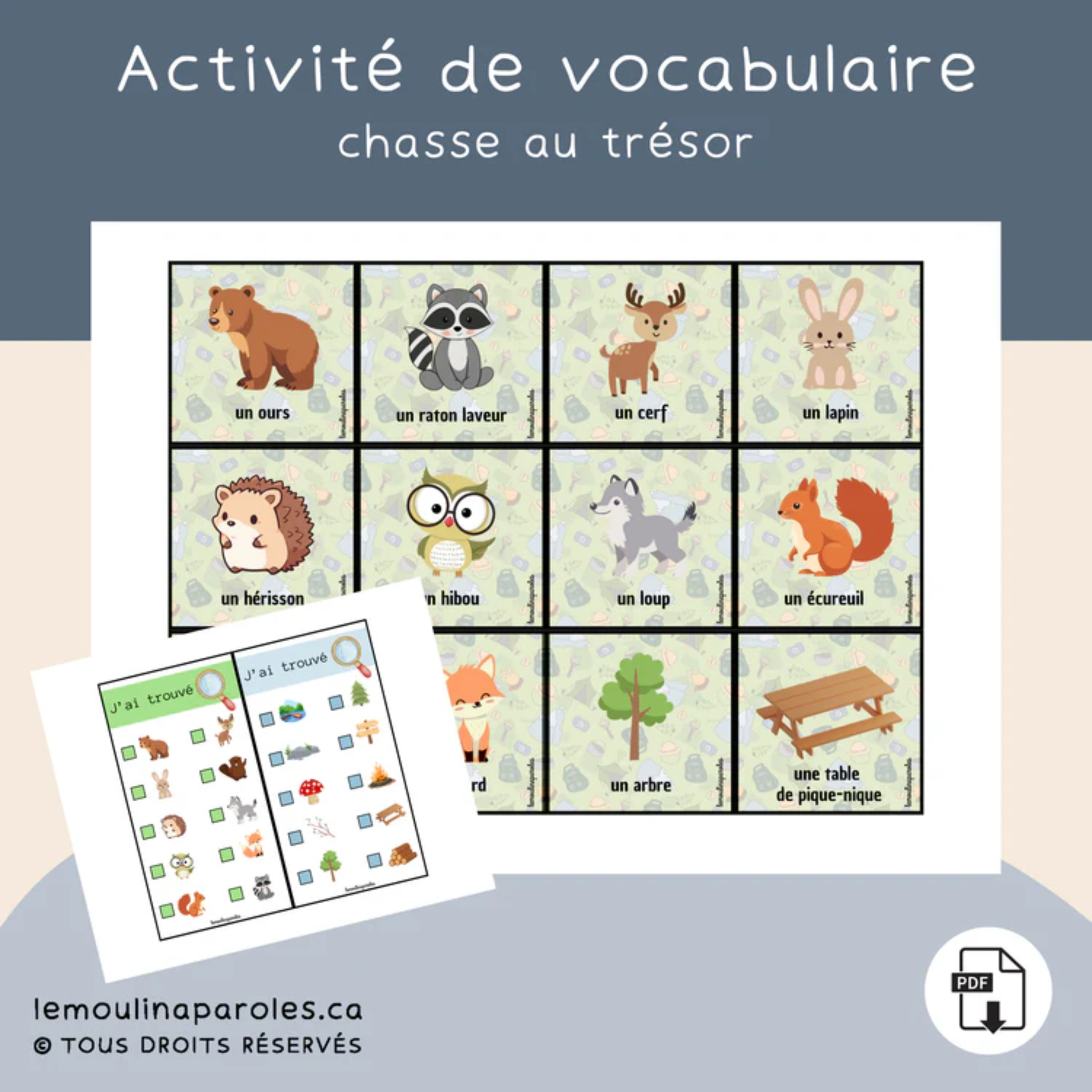 Jeux éducatifs vocabulaire camping enfant