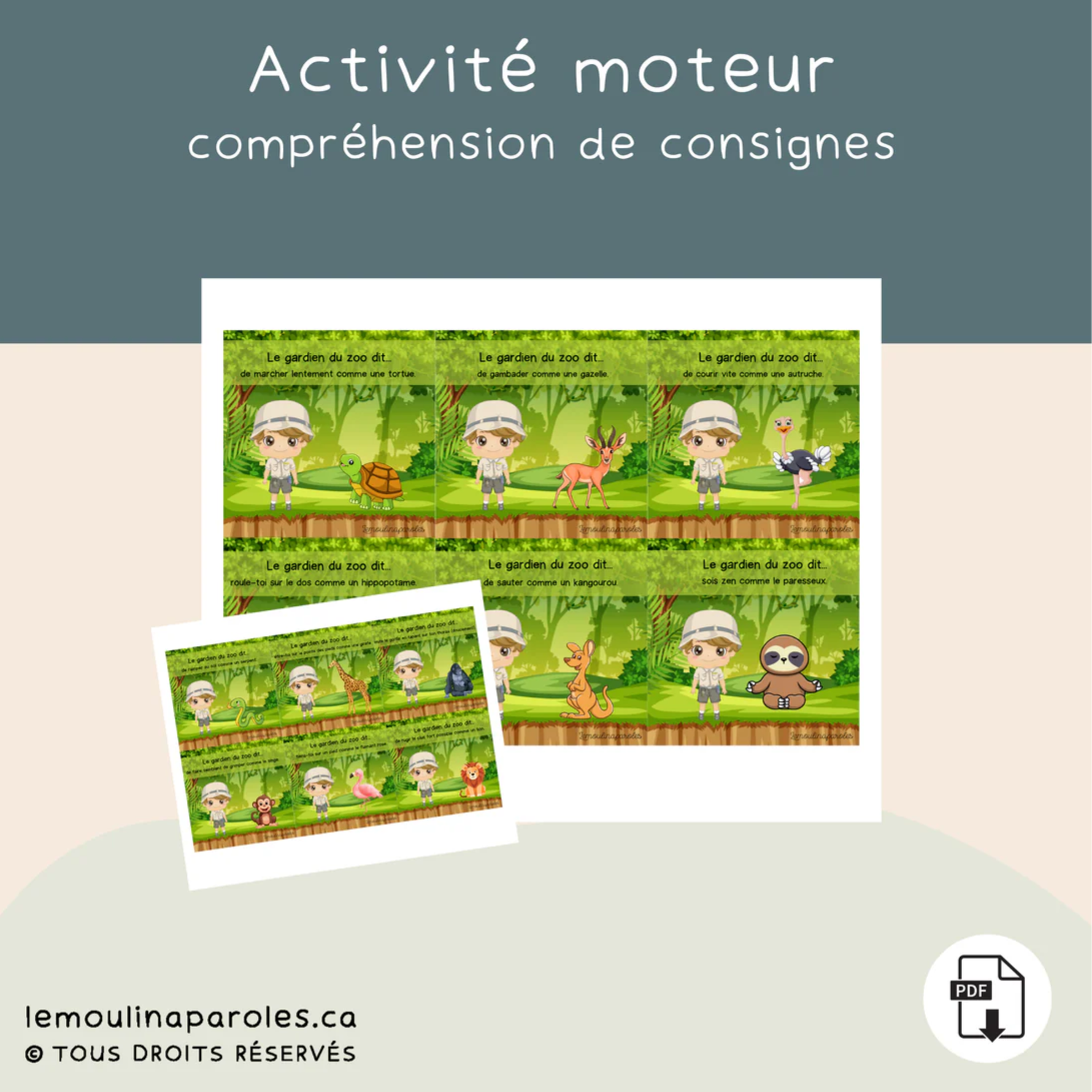 Activités langage préscolaire thème animaux imprimable
