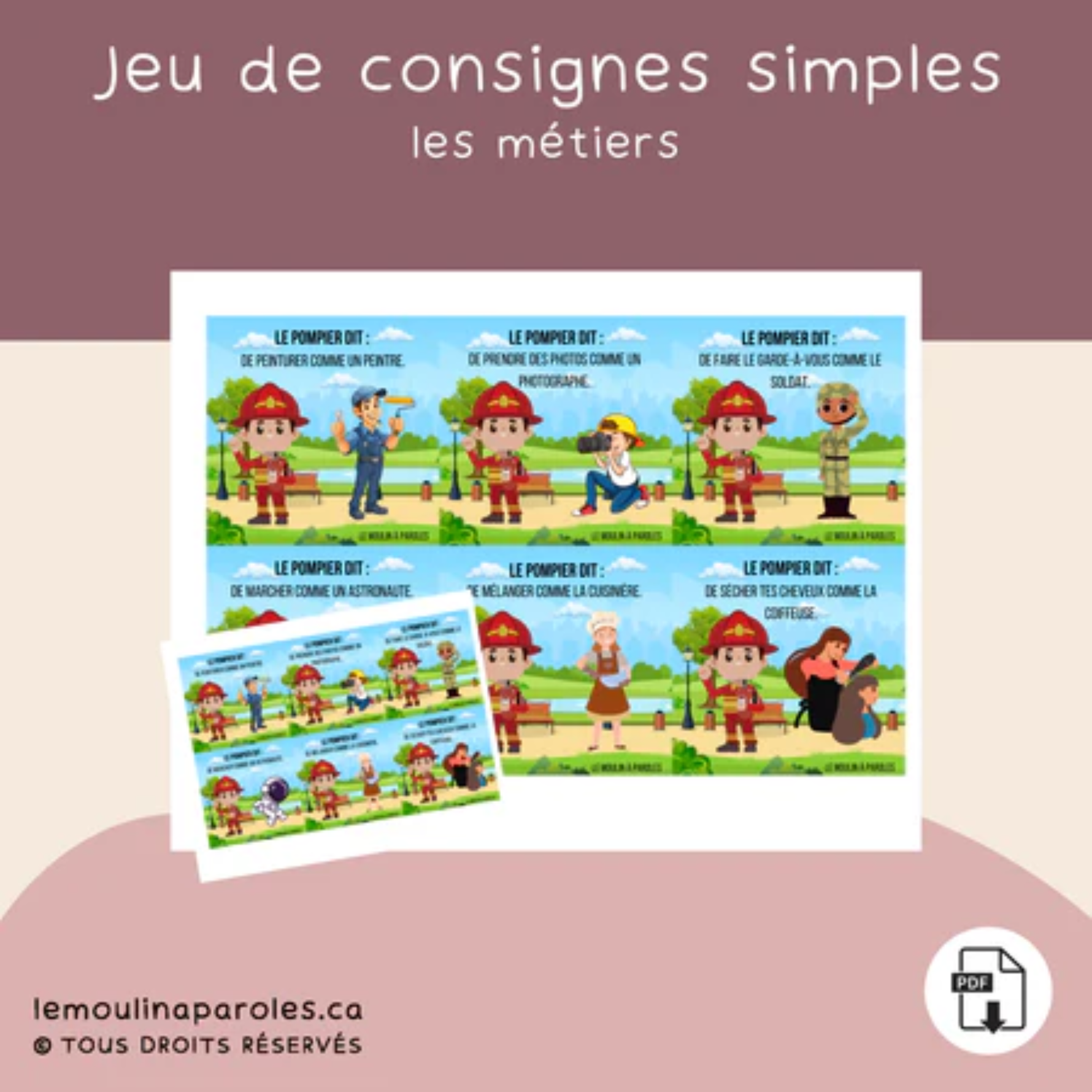 Trousse langage métiers pour enfants avec activités éducatives imprimables préscolaire