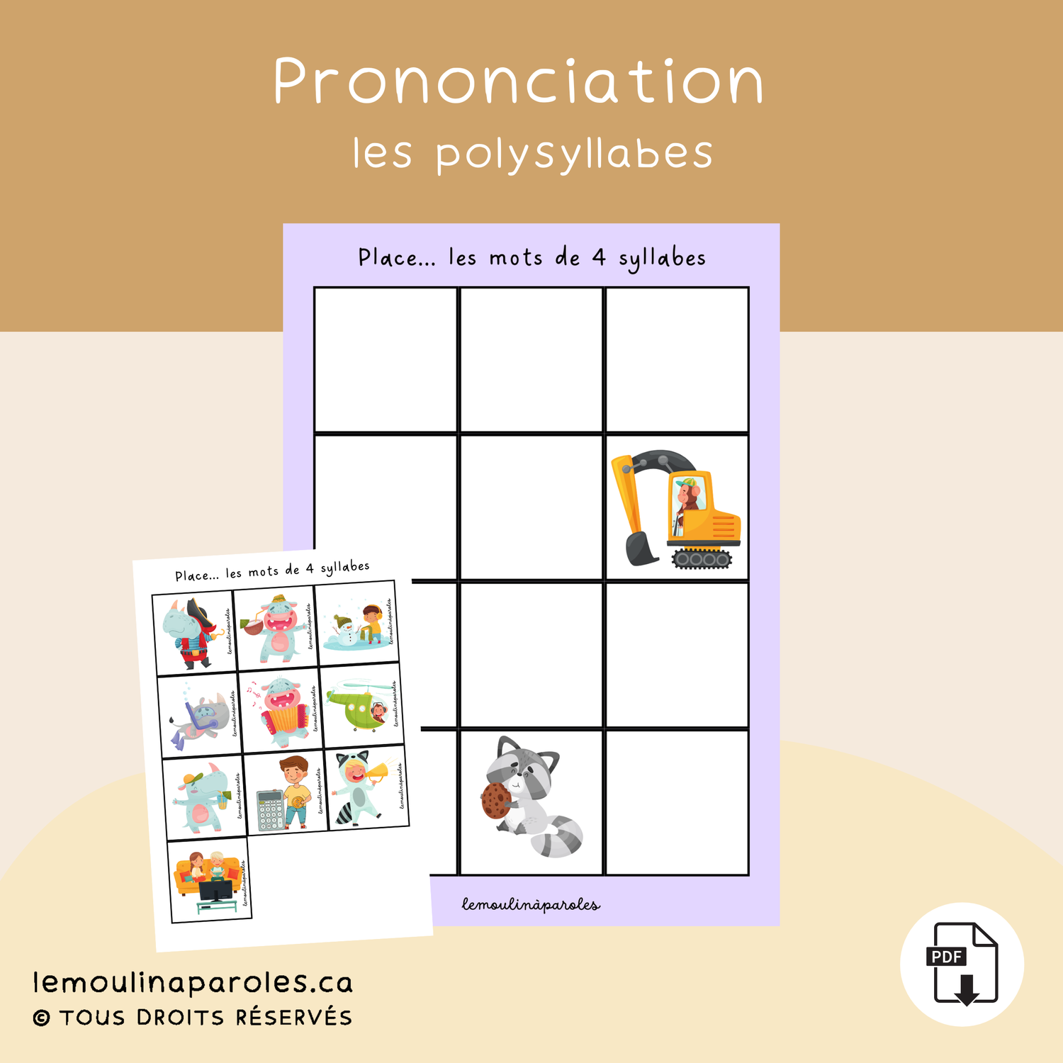 Place les mots - les 4 syllabes