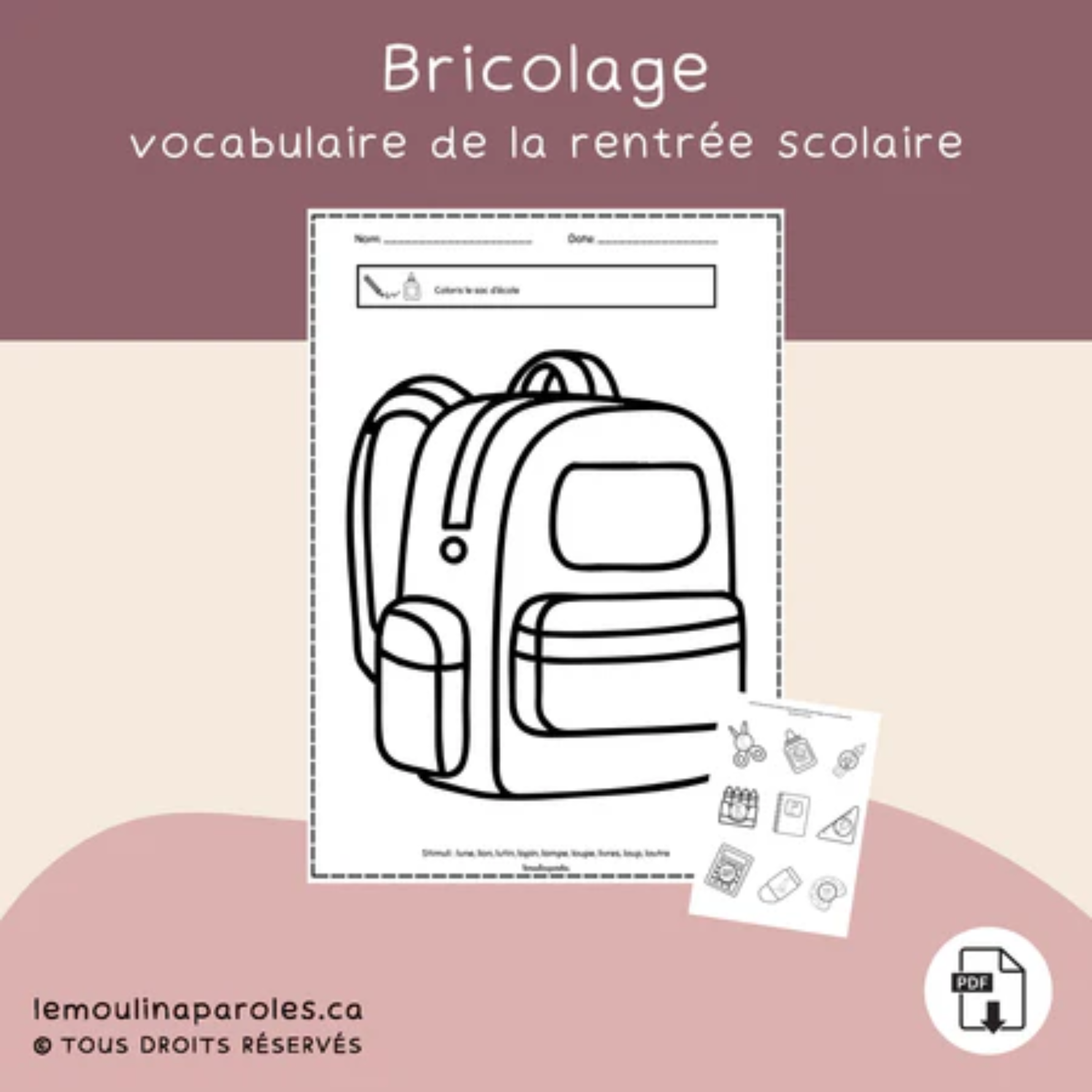 Trousse langage rentrée scolaire avec activités éducatives imprimables pour enfants