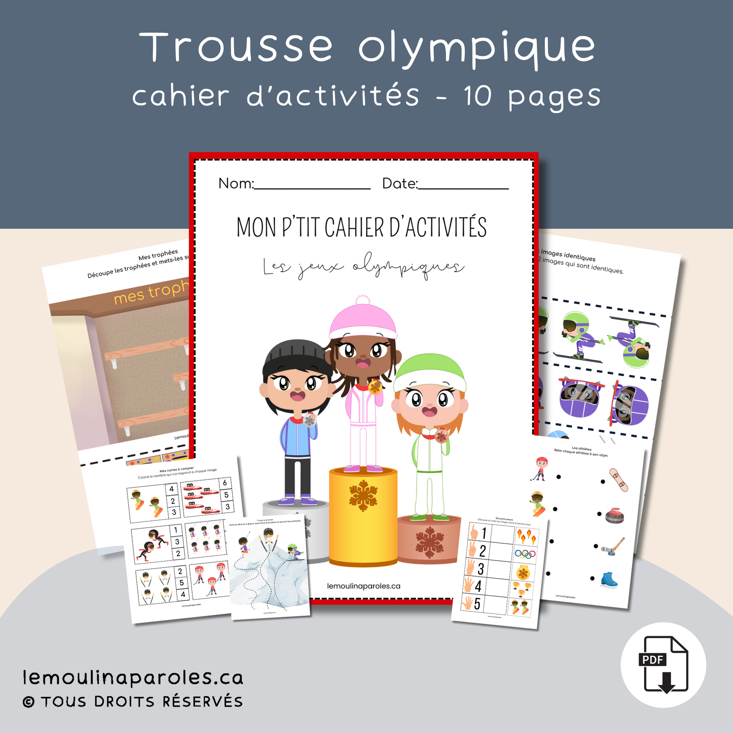 Cahier d’activités olympique pour enfants – stimulation du langage