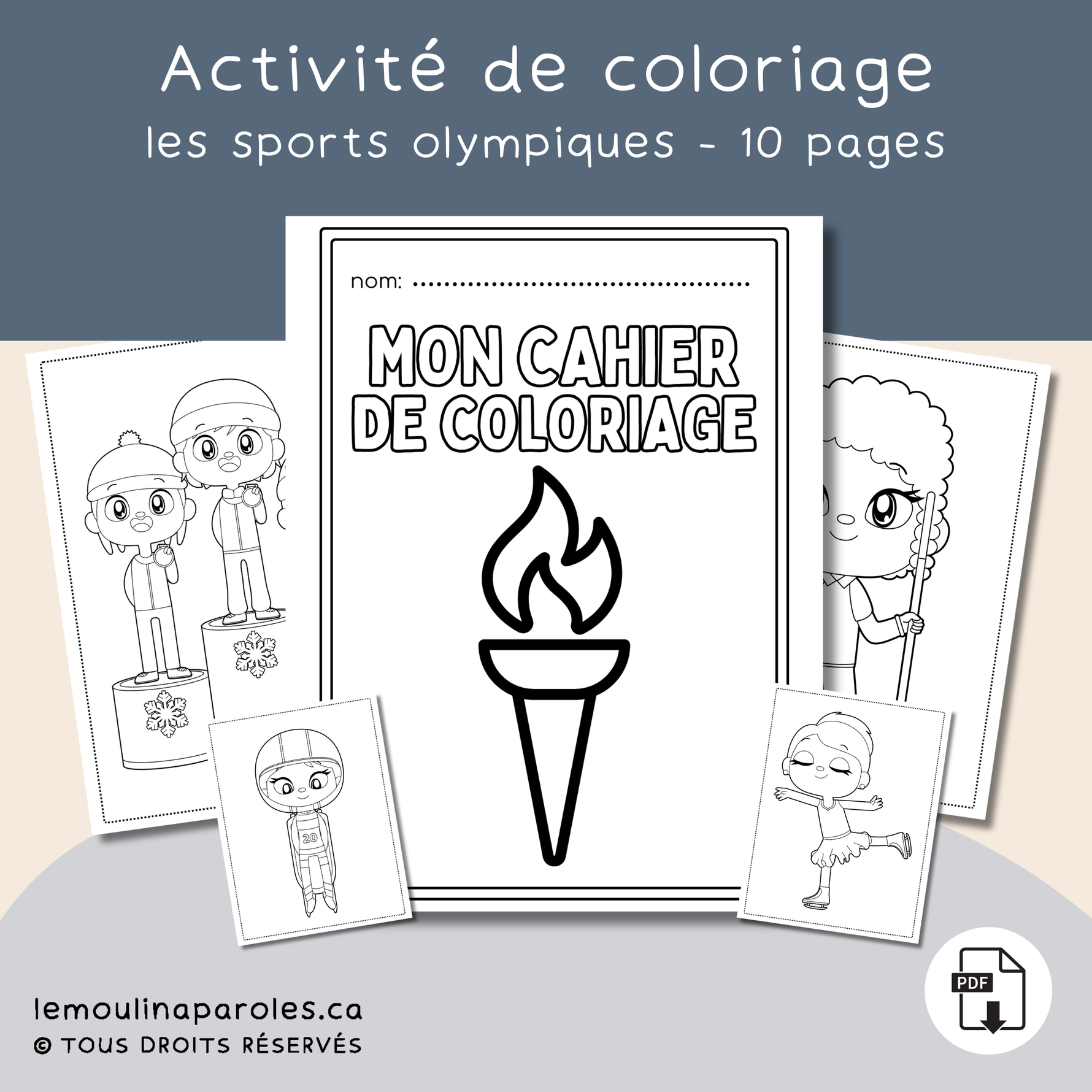 Cahier de coloriage sur les sports olympiques pour enfants