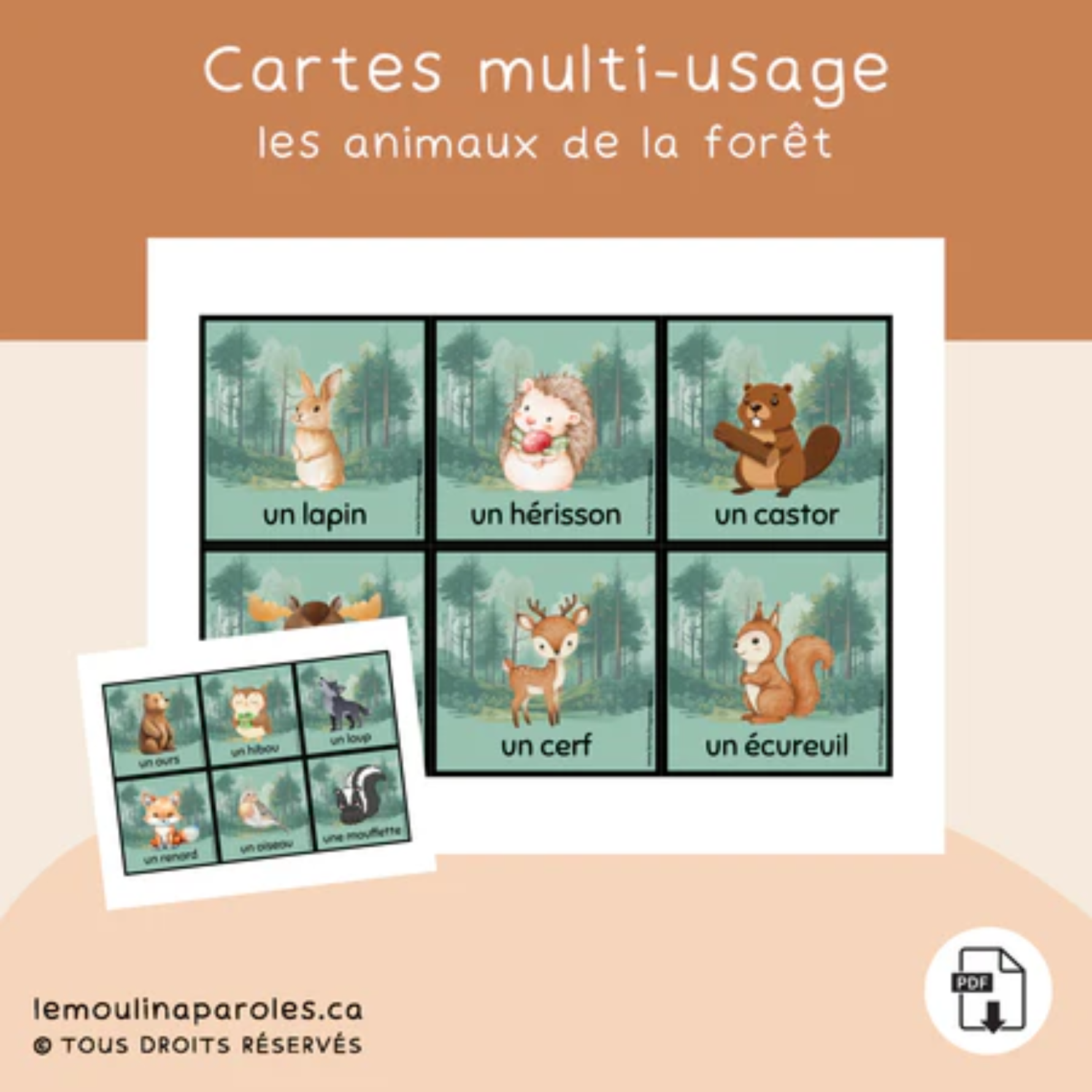 Trousse langage forêt pour enfants avec activités éducatives imprimables sur les animaux