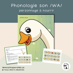 Matériel jeu Éloi l’oie avec plateau et graines pour stimulation du langage.