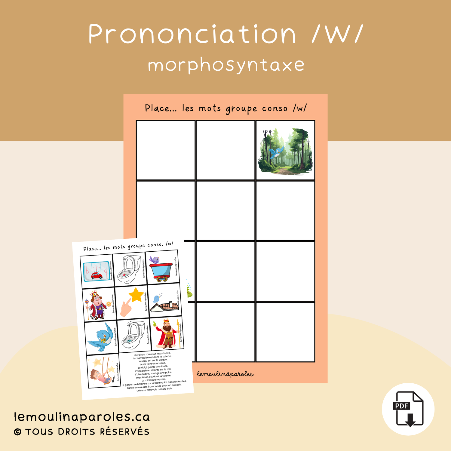 Place les mots - le groupe conso. /W/