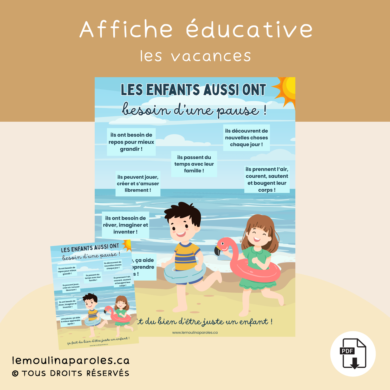 Pourquoi les enfants ont besoin de vacances ! – Affiche éducative