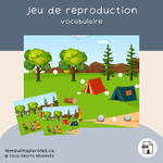 Jeux éducatifs vocabulaire camping enfant
