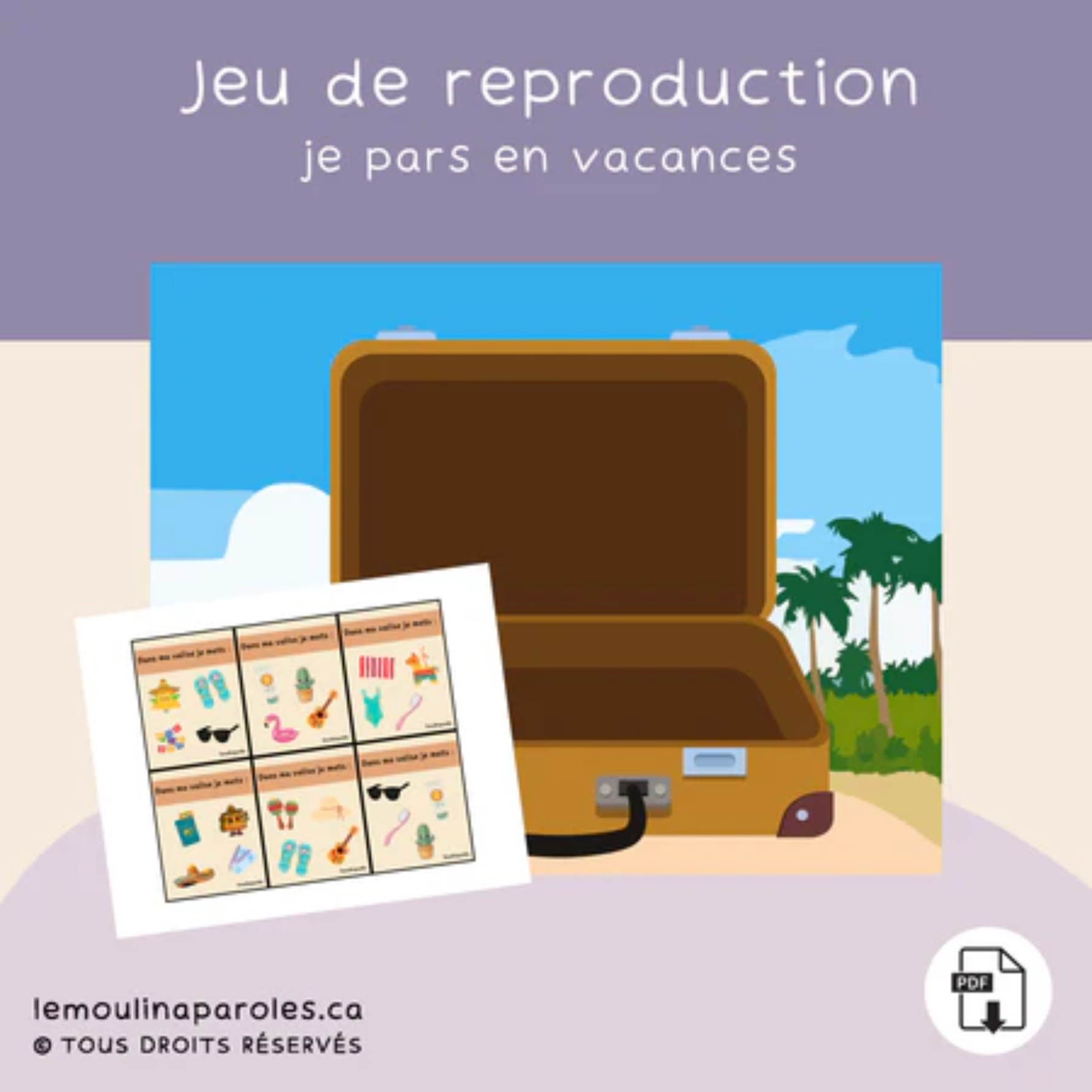Activités imprimables de stimulation du langage sur le thème de l’été pour enfants de 3 à 8 ans.