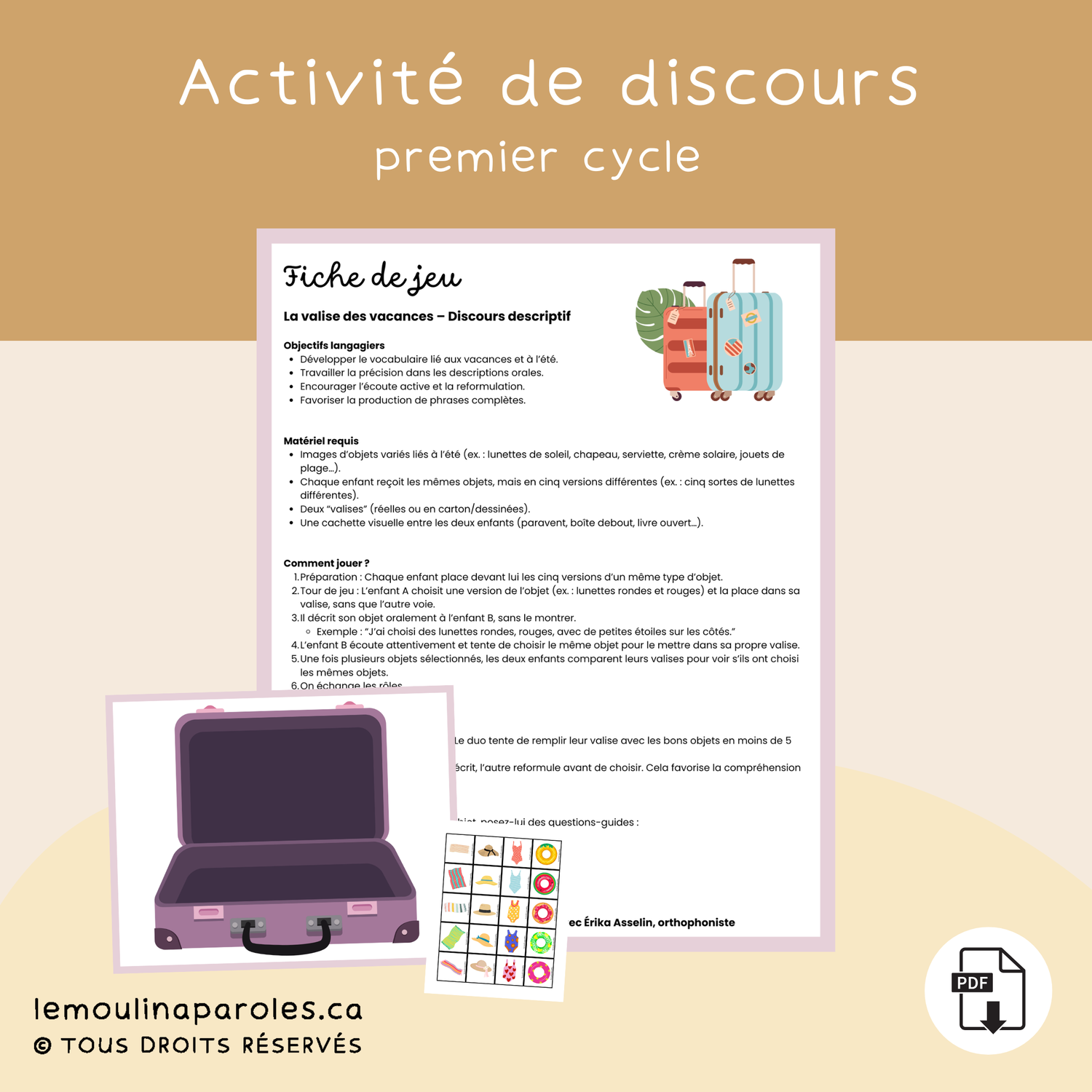 La valise des vacances – Discours descriptif
