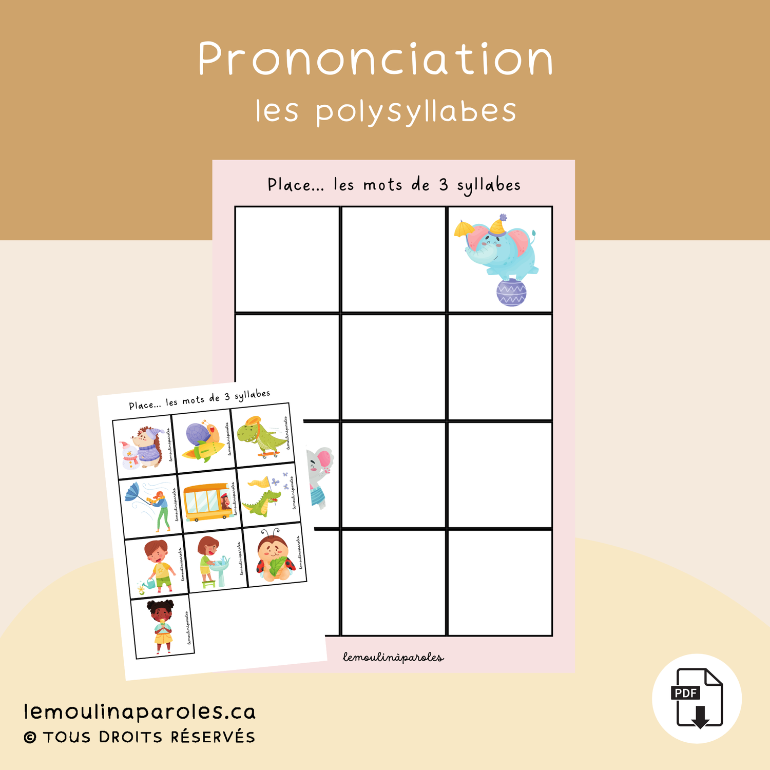 Place les mots - les 3 syllabes