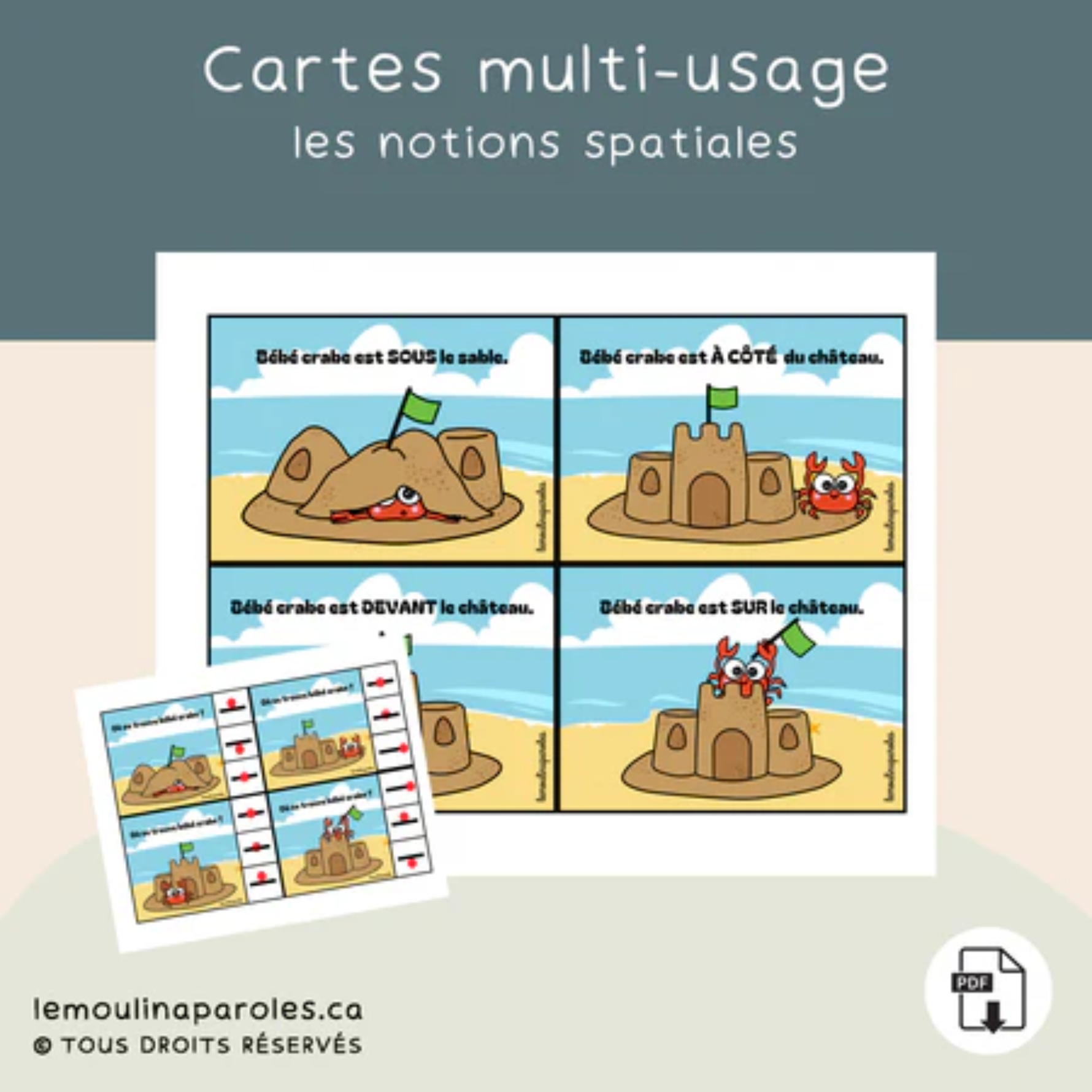 Trousse langage à la plage avec activités éducatives imprimables pour enfants