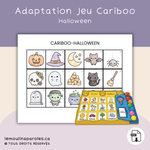 Adaptation du jeu Cariboo sur le thème de l’Halloween à imprimer pour stimuler le langage des enfants.