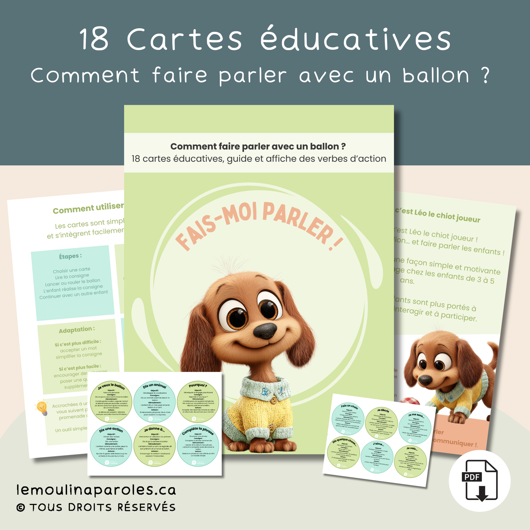 cartes éducatives langage préscolaire jeu du ballon PDF éducatrice stimulation langage enfant