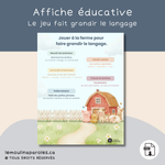 Affiche stimulation du langage enfants 3 à 5 ans thème ferme activités simples langage