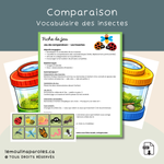 jeu comparaison insectes enfant catégorisation langage activité éducative PDF orthophonie 3-6 ans