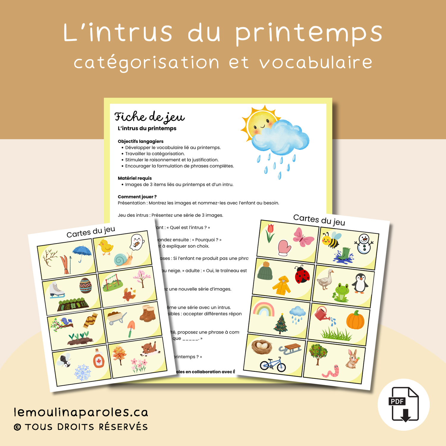jeu intrus enfant printemps catégorisation langage activité éducative PDF orthophonie