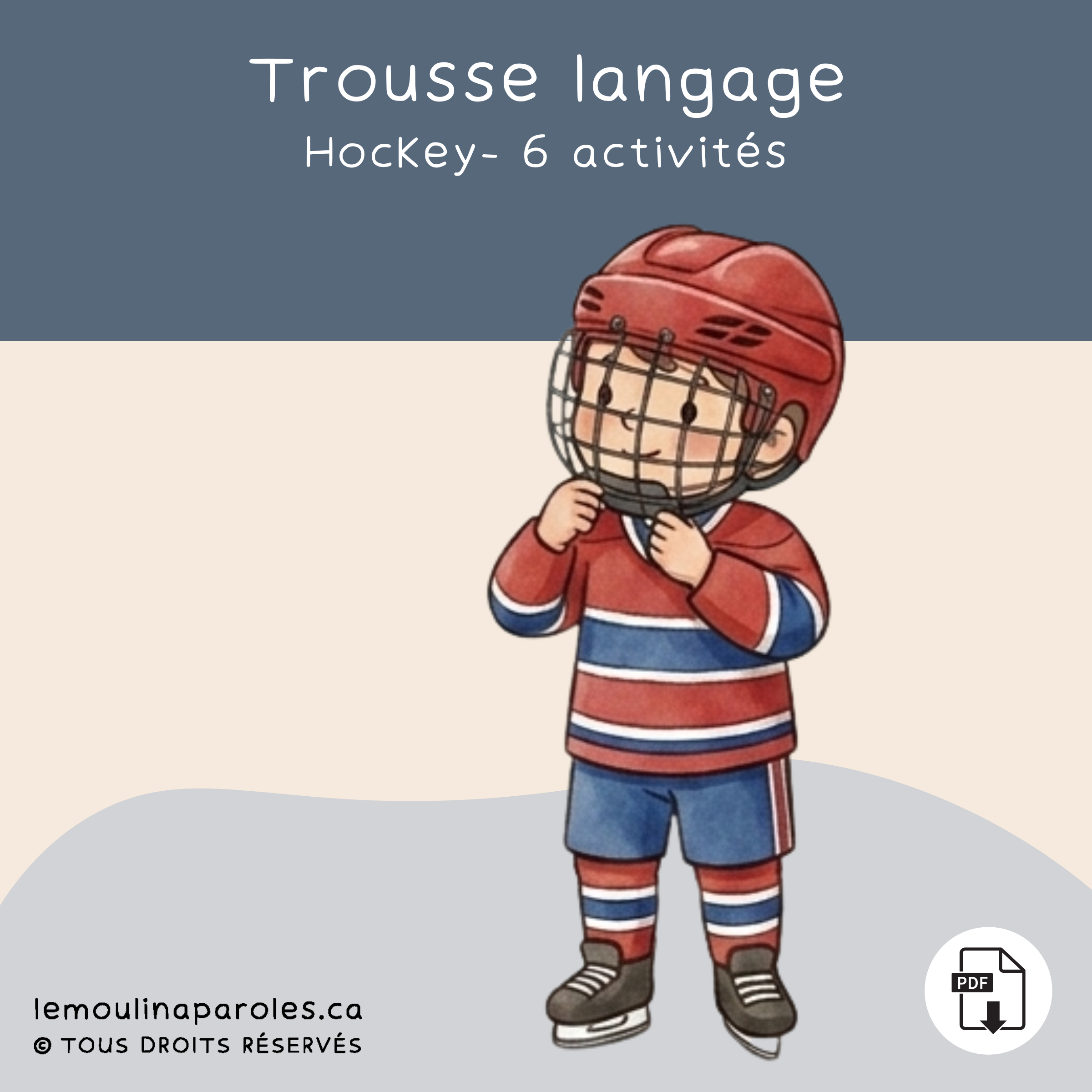 Trousse langage hockey avec activités éducatives imprimables pour enfants