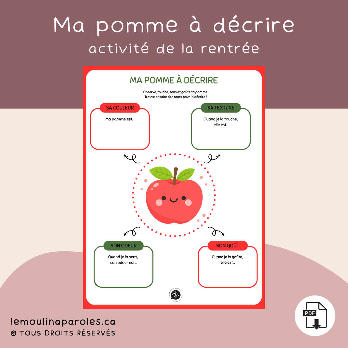 Ma pomme à décrire