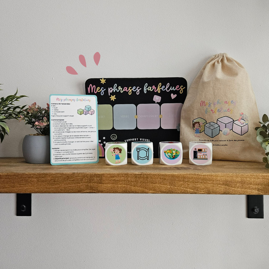 Mes phrases farfelues – Dés éducatifs pour travailler la structure de phrase | Orthophonie & Langage