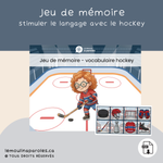 Jeu de mémoire hockey enfants vocabulaire cartes éducatives PDF imprimable 3 à 6 ans