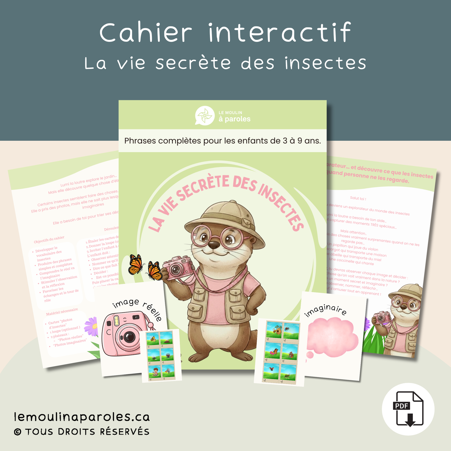 cahier stimulation langage insectes enfant PDF éducatif Lumi la loutre
