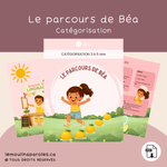 Le parcours de Béa – Jeu PDF imprimable de catégorisation avec parcours moteur pour enfants de 3 à 5 ans, idéal en orthophonie, CPE et préscolaire.
