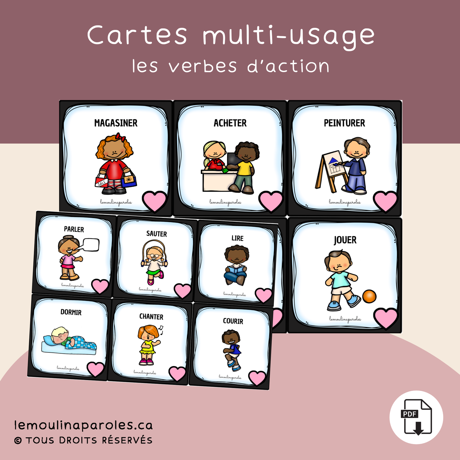Cartes des verbes d'actions