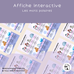 Affiche éducative monde polaire pour enfants 3–5 ans – vocabulaire et langage avec animaux et glace.