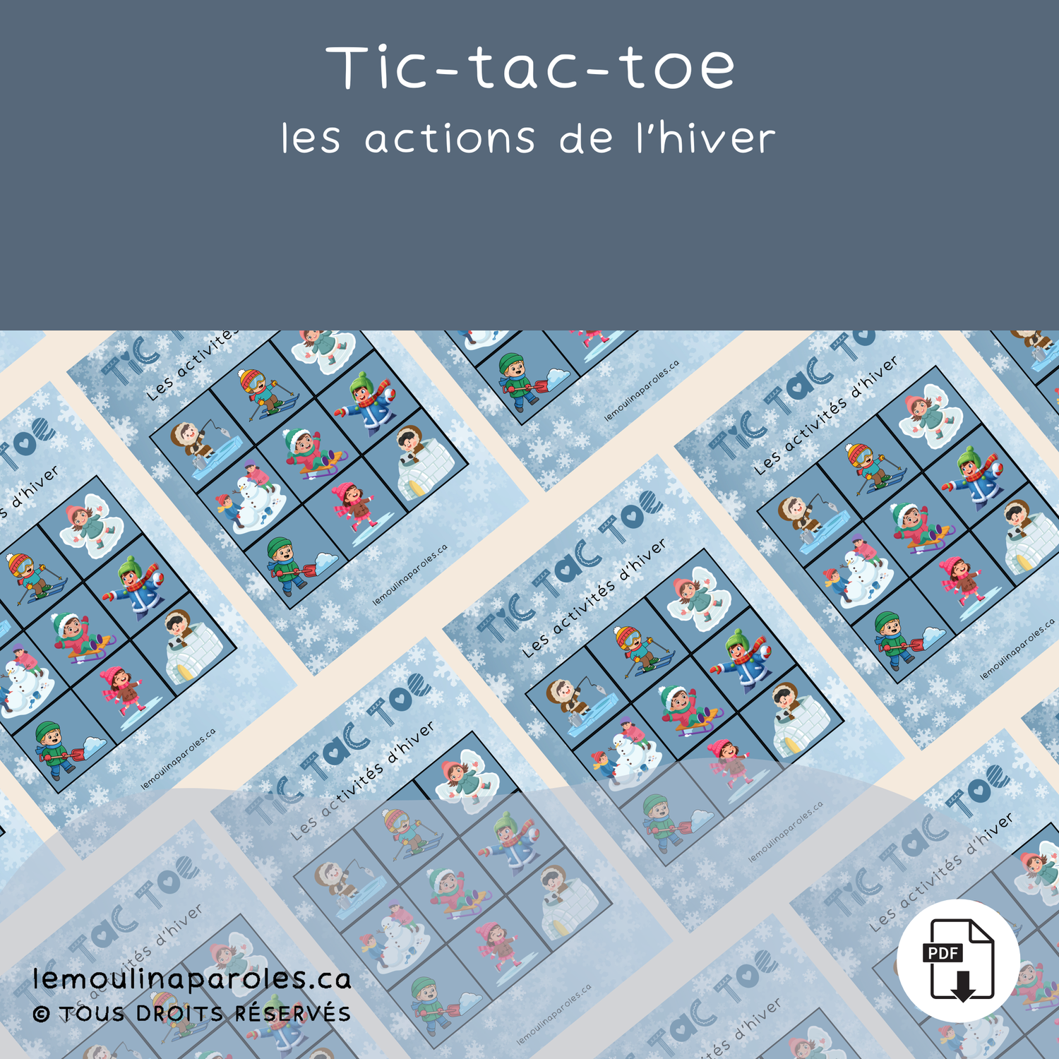 Tic tac toe des actions de l'hiver
