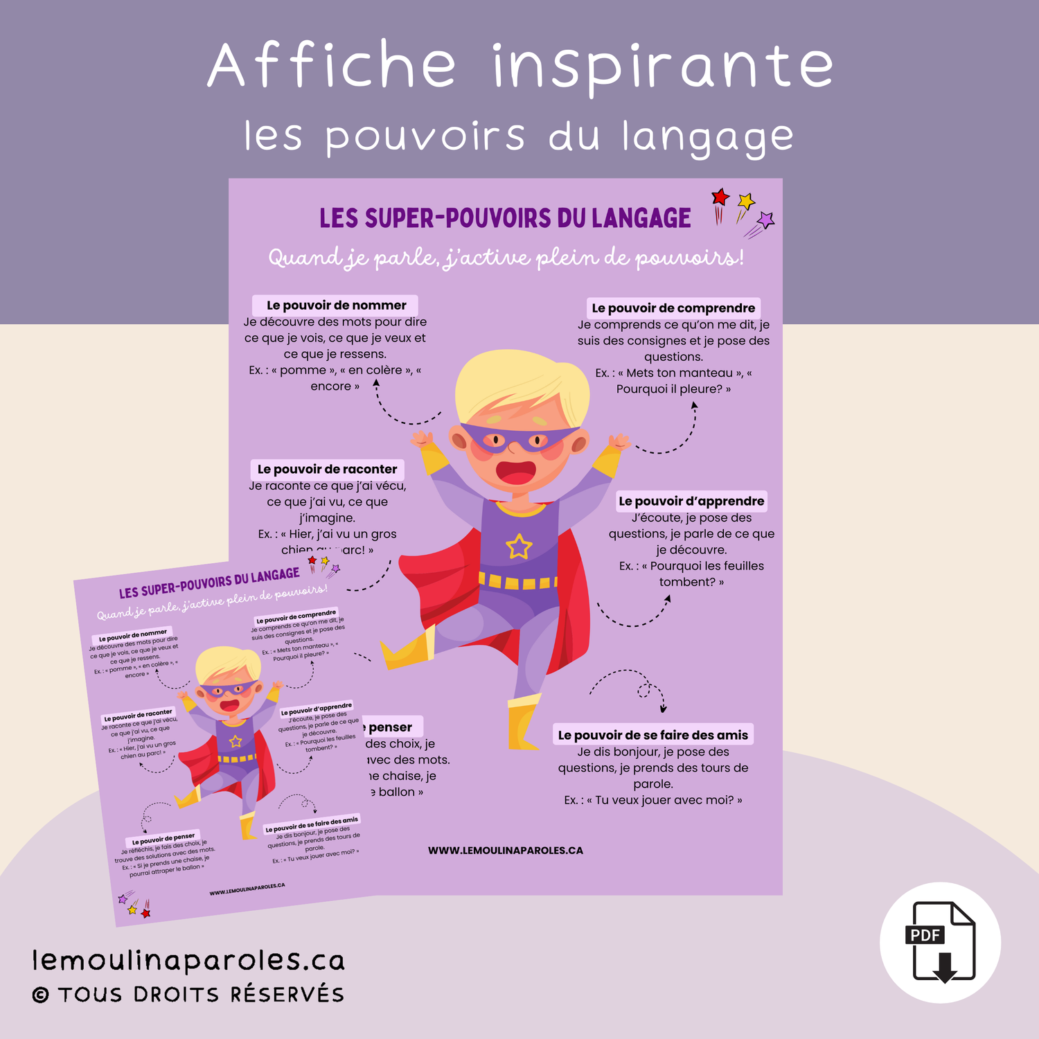 Les super-pouvoirs du langage – Affiche éducative à imprimer