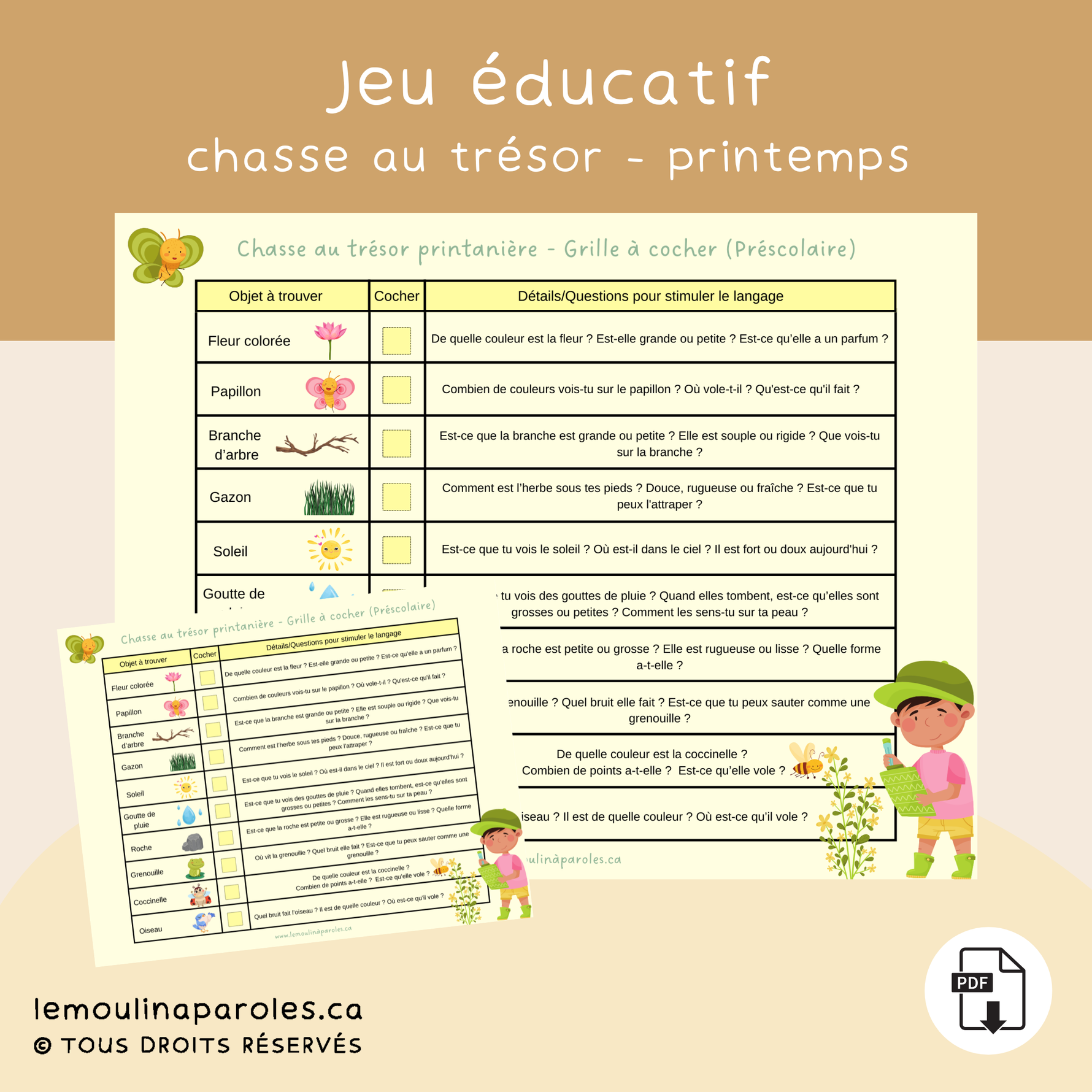 Faites le plein de plaisir avec notre Chasse printanière à imprimer, conçue pour émerveiller petits et grands ! 