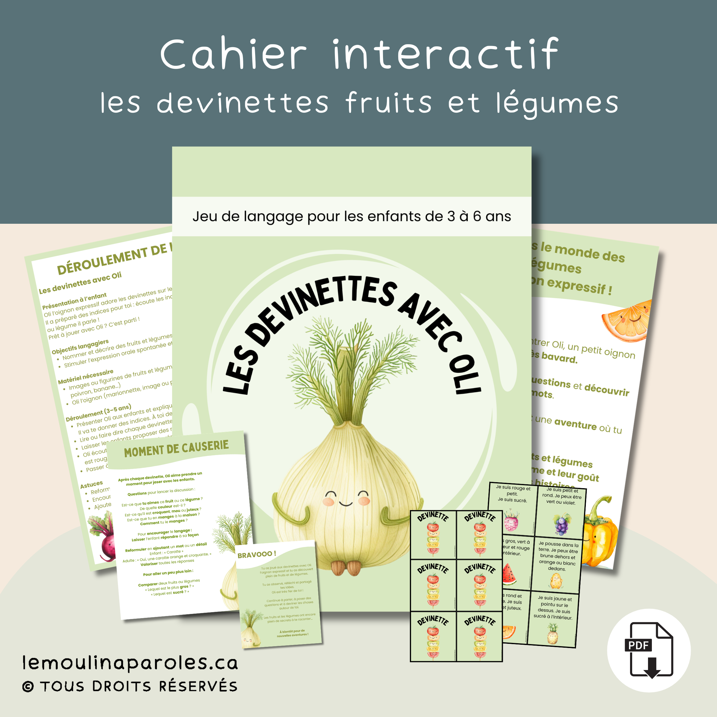 Jeu de langage Les devinettes avec Oli – stimulation du langage 3 à 6 ans