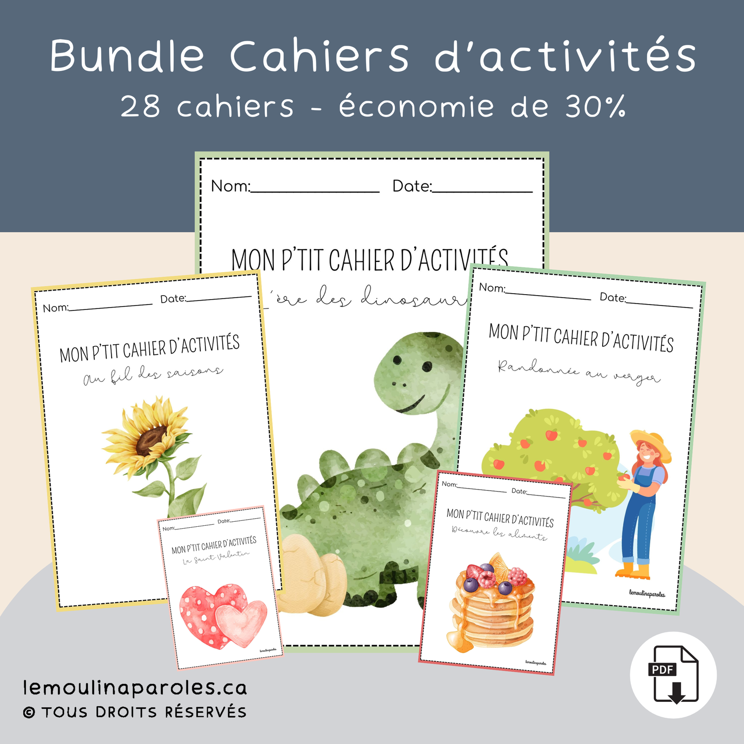 Bundle Éducatif – 28 Cahiers d’Activités Thématiques pour Enfants 3-8 ans