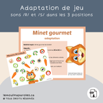 Jeu éducatif Minet gourmet – activité de stimulation du langage sons R et S pour enfants